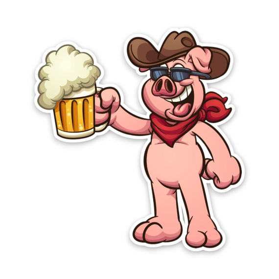 Aufkleber Sticker Drunk Cowboy Pig