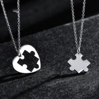 Tolle Herz Puzzle Kette mit 2 Anhängern – Bild 1