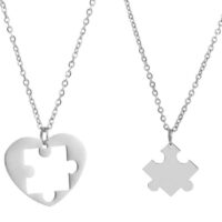 Tolle Herz Puzzle Kette mit 2 Anhängern – Bild 2