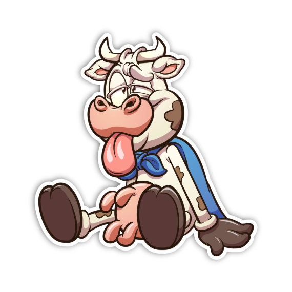 Aufkleber Sticker Tired Cow