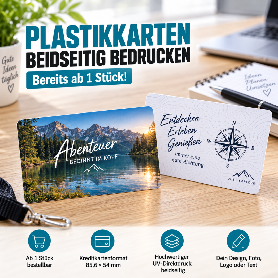 Plastikkarten beidseitig bedrucken lassen – Vorder- und Rückseite individuell