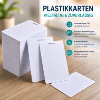 Plastikkarten mit Langloch bedrucken - Weiße Plastikkarten aus PVC mit Langloch zum individuellen Bedrucken