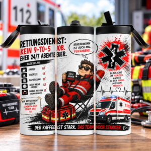 Rettungsdienst Tumbler 600 ml mit lustigem Kein 9-to-5 Job Motiv für Rettungskräfte