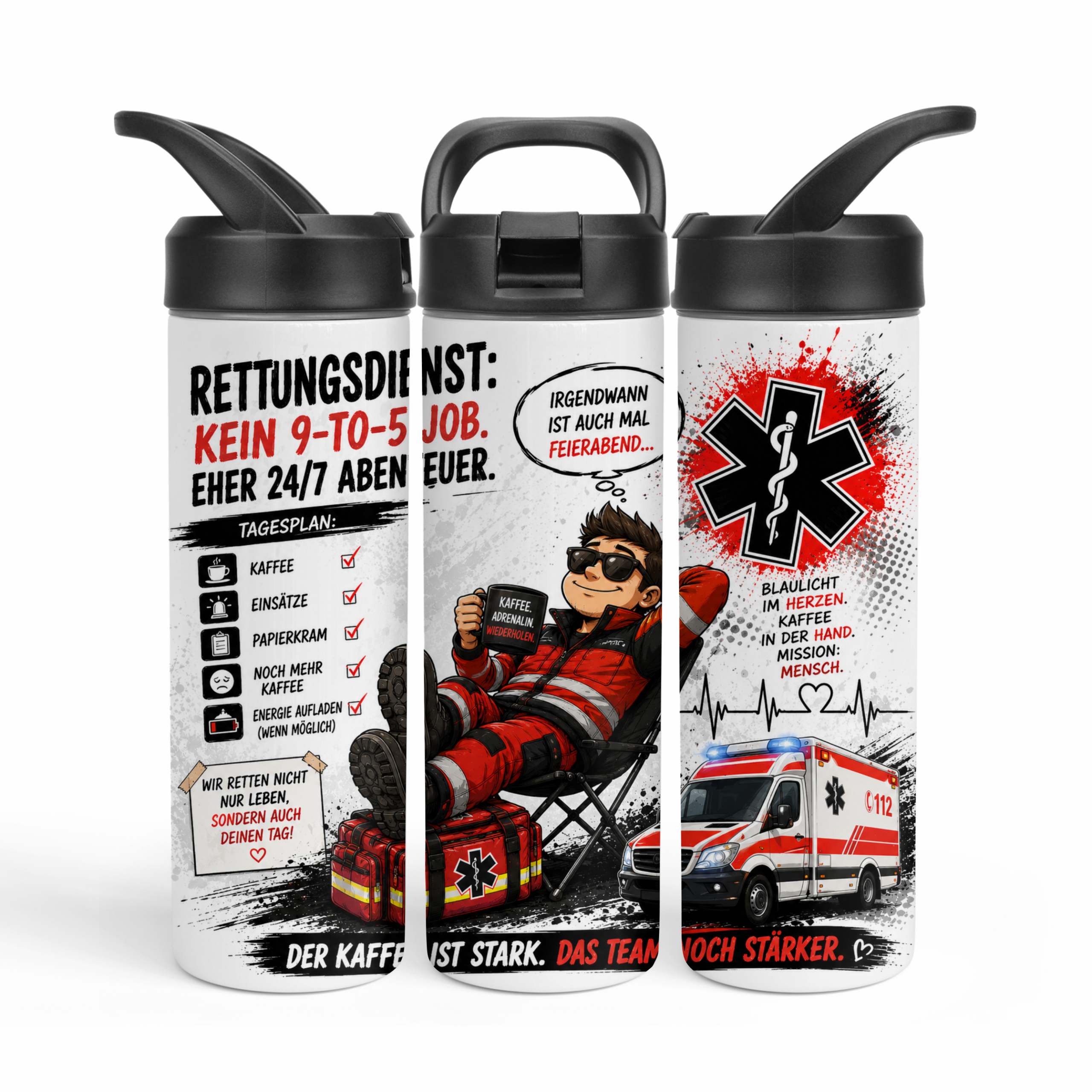 Rettungsdienst Tumbler 600 ml – „Kein 9-to-5 Job“