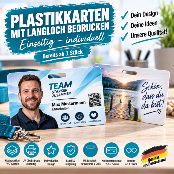 Plastikkarten mit Langloch bedrucken lassen – individuell ab 1 Stück