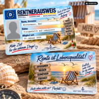 Rentnerausweis personalisiert Vorderseite und Rückseite aus PVC