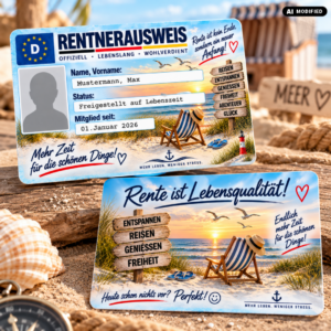 Rentnerausweis personalisiert Vorderseite und Rückseite aus PVC