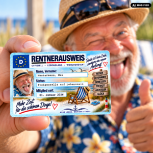Rentnerausweis personalisiert Vorderseite und Rückseite aus PVC