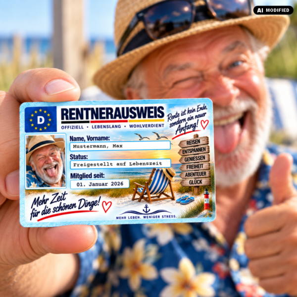 Rentnerausweis personalisiert Vorderseite und Rückseite aus PVC