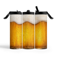 Bier Tumbler 600 ml im realistischen Bierglas Design mit Schaumkrone in drei Ansichten