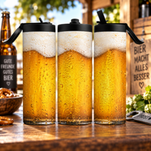 Bier Tumbler 600 ml im Bierglas Look mit Schaumkrone und realistischem Bier Design
