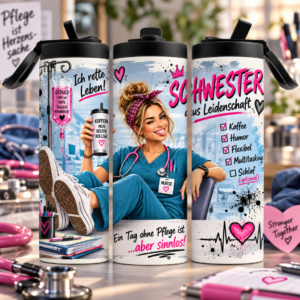 Pflege Tumbler Schwester aus Leidenschaft für Pflegekräfte mit humorvollem Design