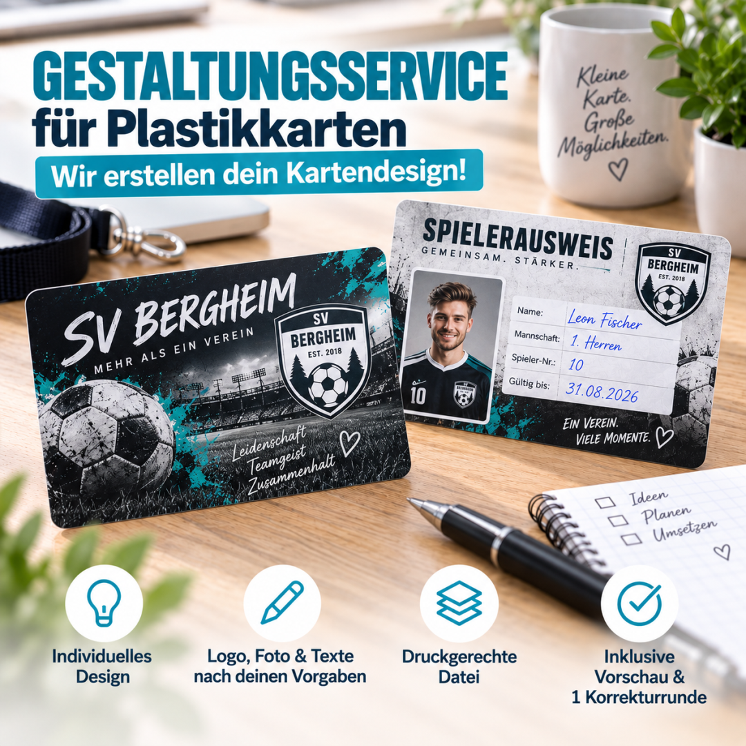 Gestaltungsservice für Plastikkarten – individuelles Kartendesign mit Logo, Foto und Text erstellen lassen