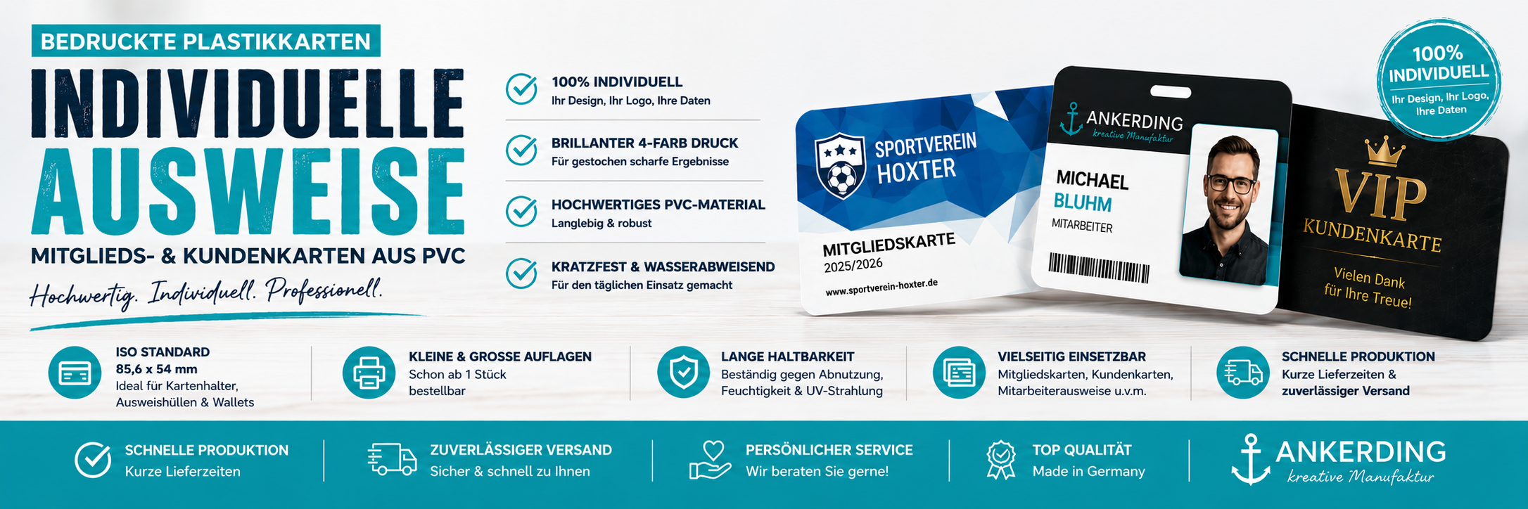 Individuelle Plastikkarten bedrucken lassen – mit eigenem Logo, Foto, Text oder Design