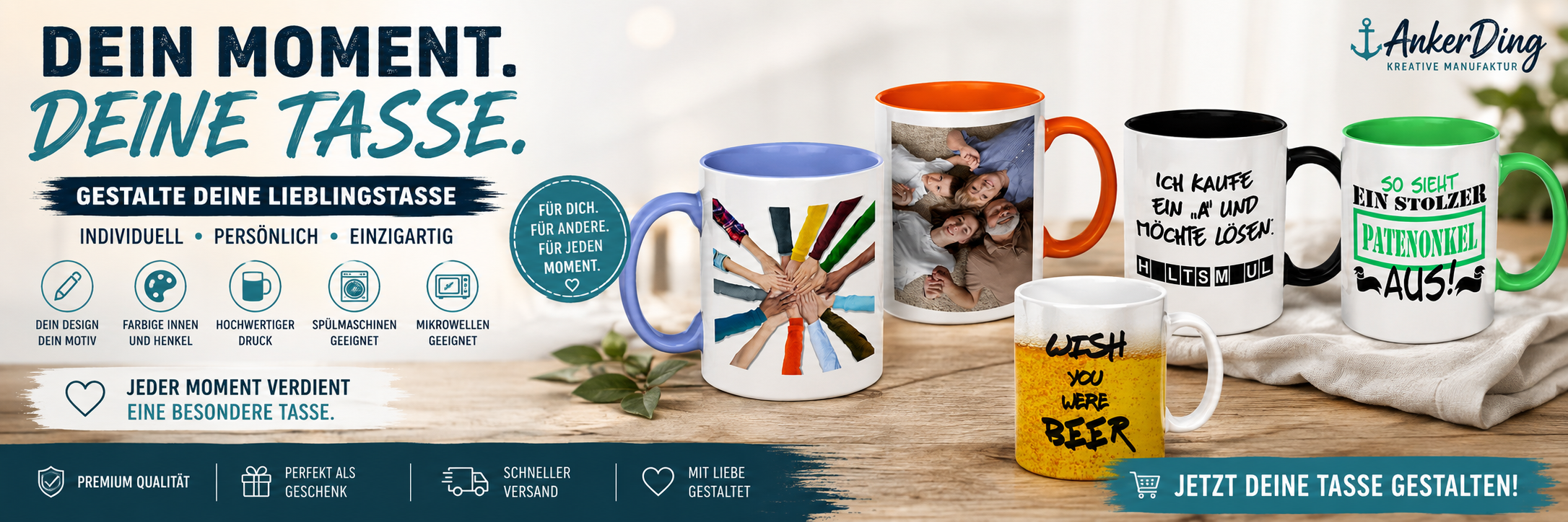 Kaffeetassen und Becher mit lustigen Sprüchen und coolen Designs